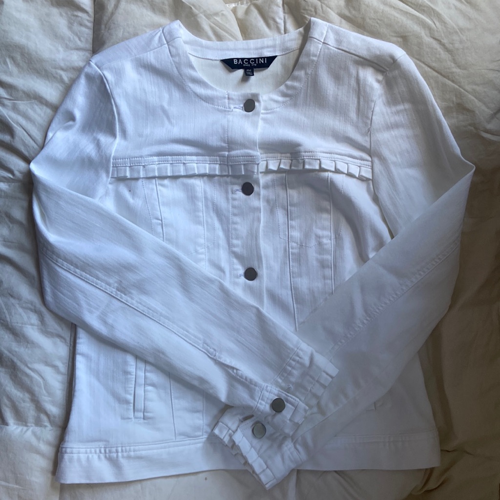 Baccini White Button Down Jacket